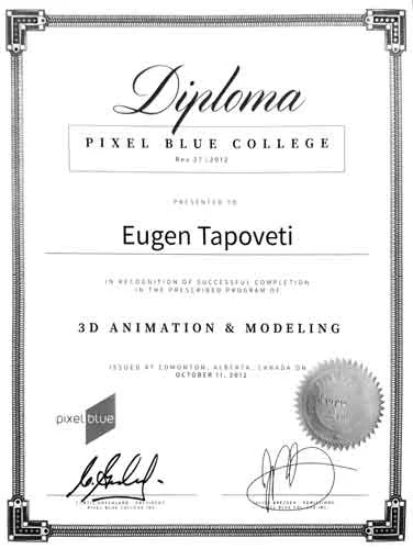3D Animation and Modelling, Pixel Blue College, original document